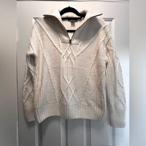 Natural Reflections Cream quarter zip  Cable Knit Sweater